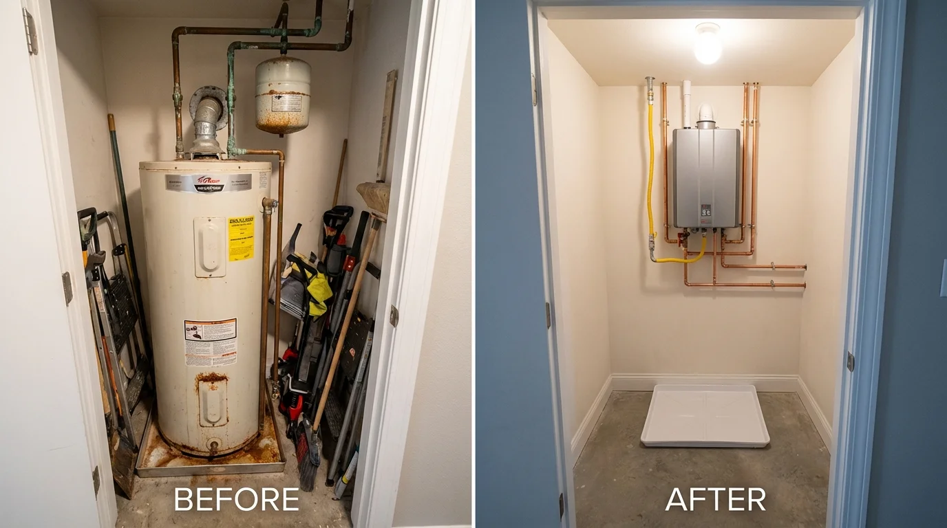 Tank water heater versus wall-mounted tankless unit comparison for Miami, AZ homeowners